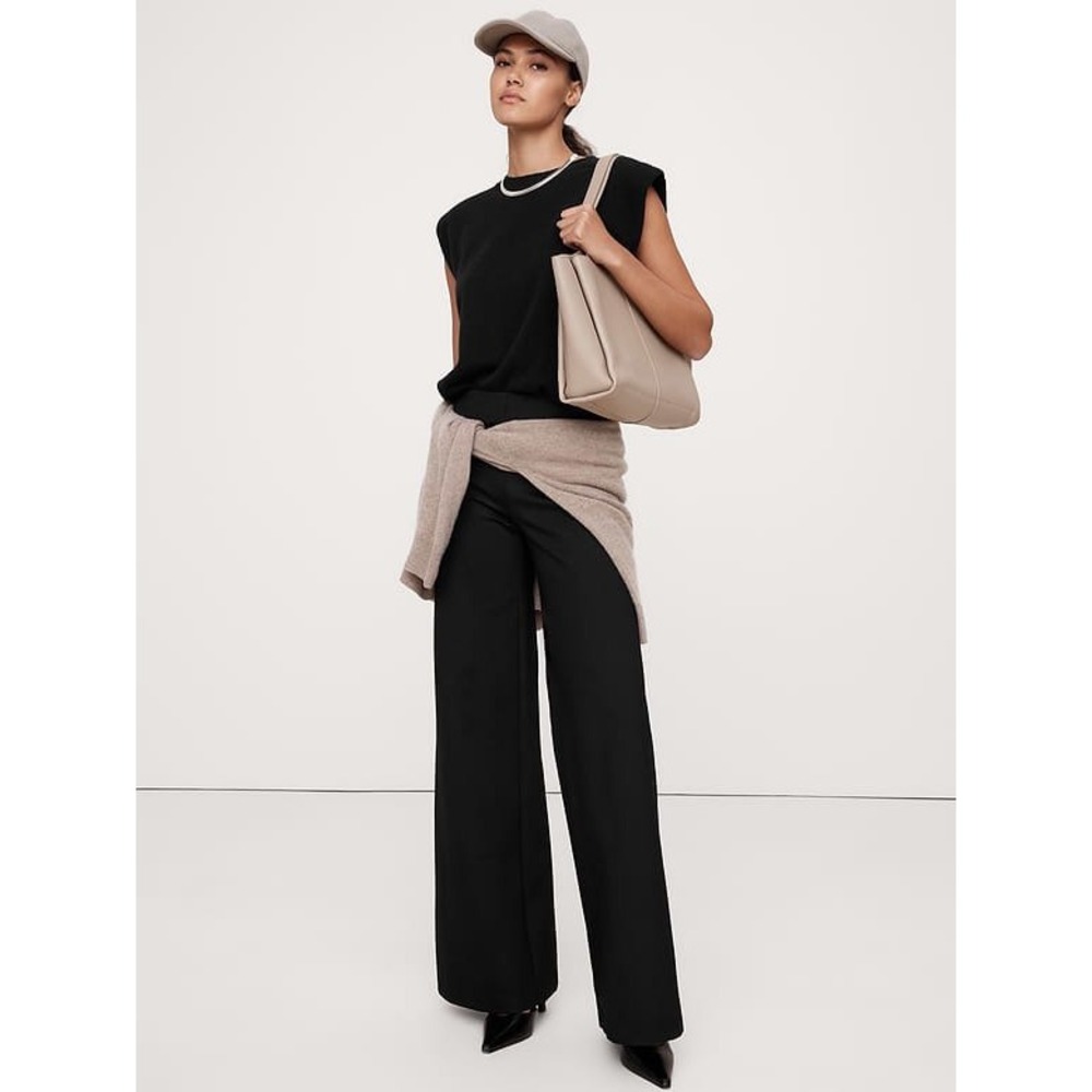 Banana Republic Wide-Leg Everywhere Ponte Pants Black Medium